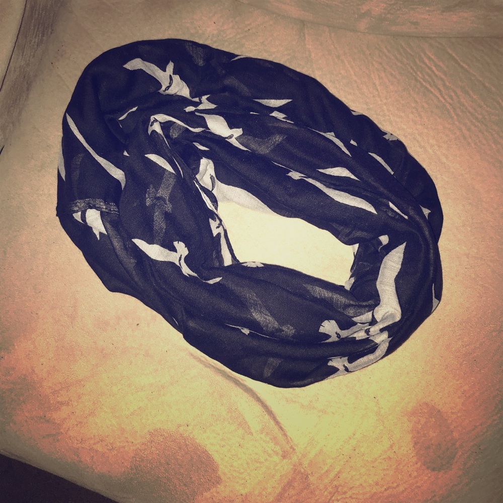 Black & white bird print infinity scarf